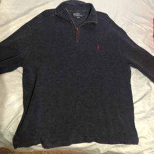 Navy blue polo quarter zip pullover